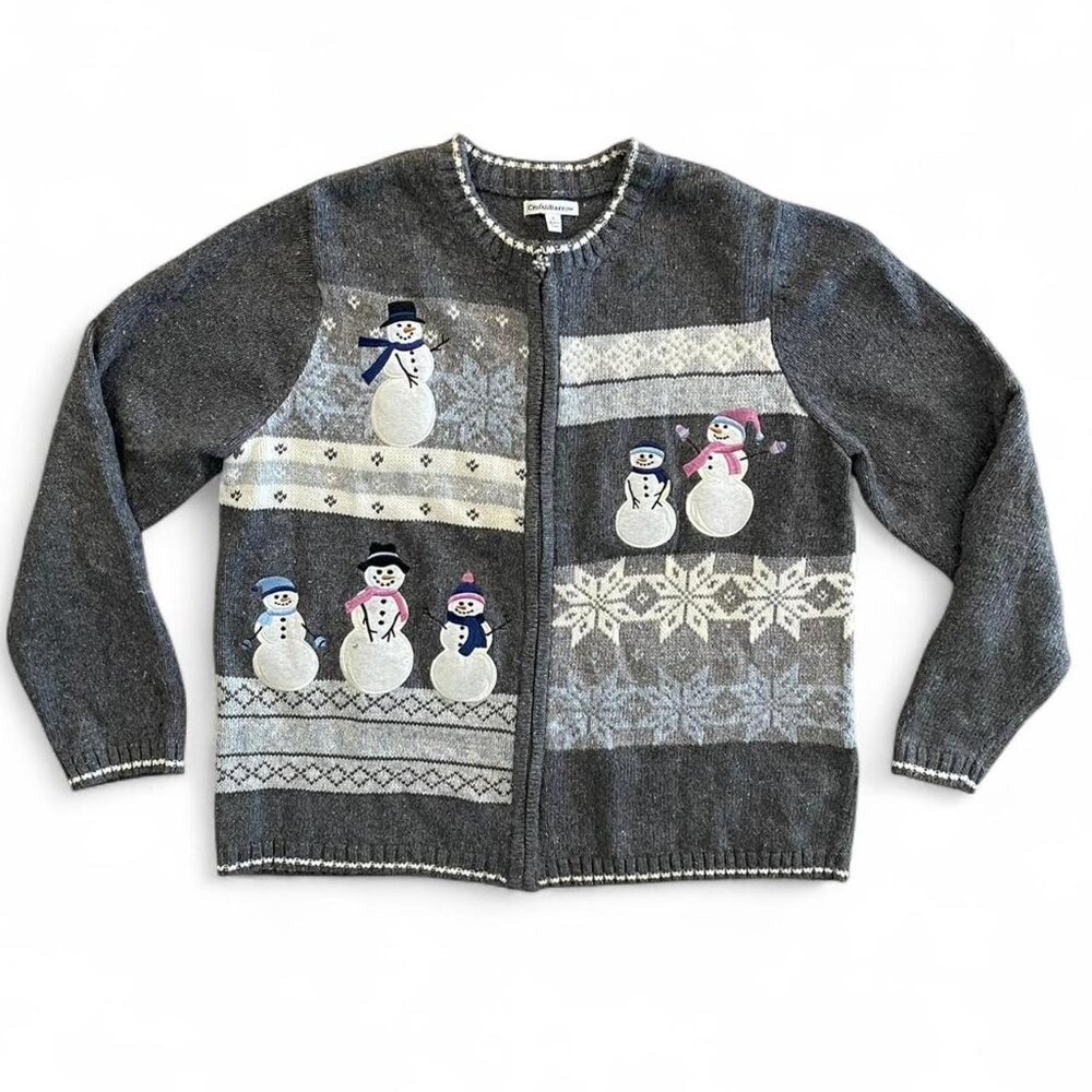 Vintage Silk blend Winter Holiday Snowman Sweater